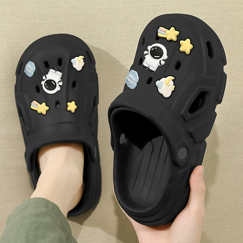 Мужские Crocs-шлепанцы с ощущением какао для лета 2023 года, новая нескользящая толстая подошва, домашняя/уличная обувь, мужские сандалии на открытом воздухе