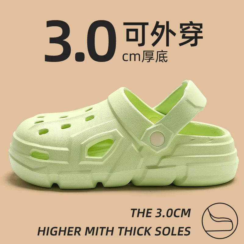 Мужские Crocs-шлепанцы с ощущением какао для лета 2023 года, новая нескользящая толстая подошва, домашняя/уличная обувь, мужские сандалии на открытом воздухе