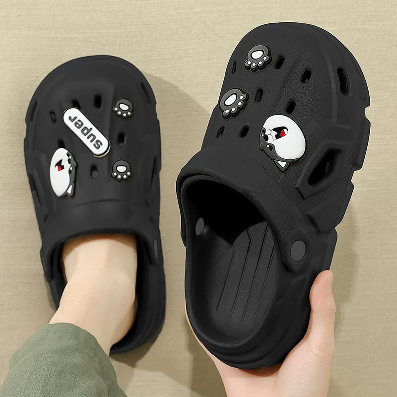 Мужские Crocs-шлепанцы с ощущением какао для лета 2023 года, новая нескользящая толстая подошва, домашняя/уличная обувь, мужские сандалии на открытом воздухе