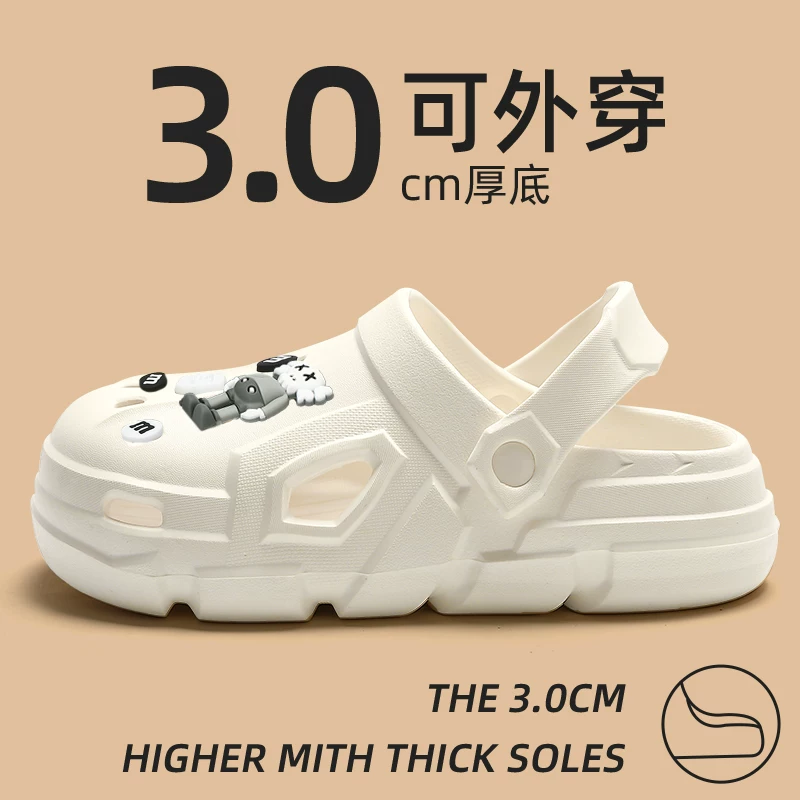 Мужские Crocs-шлепанцы с ощущением какао для лета 2023 года, новая нескользящая толстая подошва, домашняя/уличная обувь, мужские сандалии на открытом воздухе