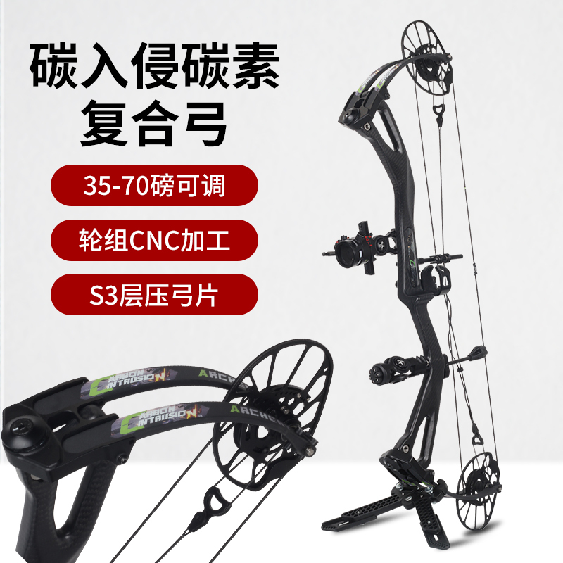 Carbon Invasive Compound Bow Outdoor Archery Carbon Fiber Pulley Bow Shooting Professional High-Power Accurate Carbon Suspension Bow and Arrow