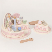 Childrens simulated play house birthday gift cake candle tea set kitchen cutle one-year-old baby wooden toy