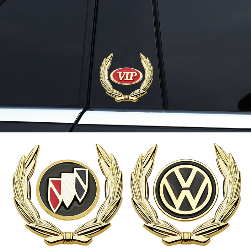 Car 3D metal car logo sticker Fossil Buick KIA modern wheat ear two-piece side window body car logo car sticker