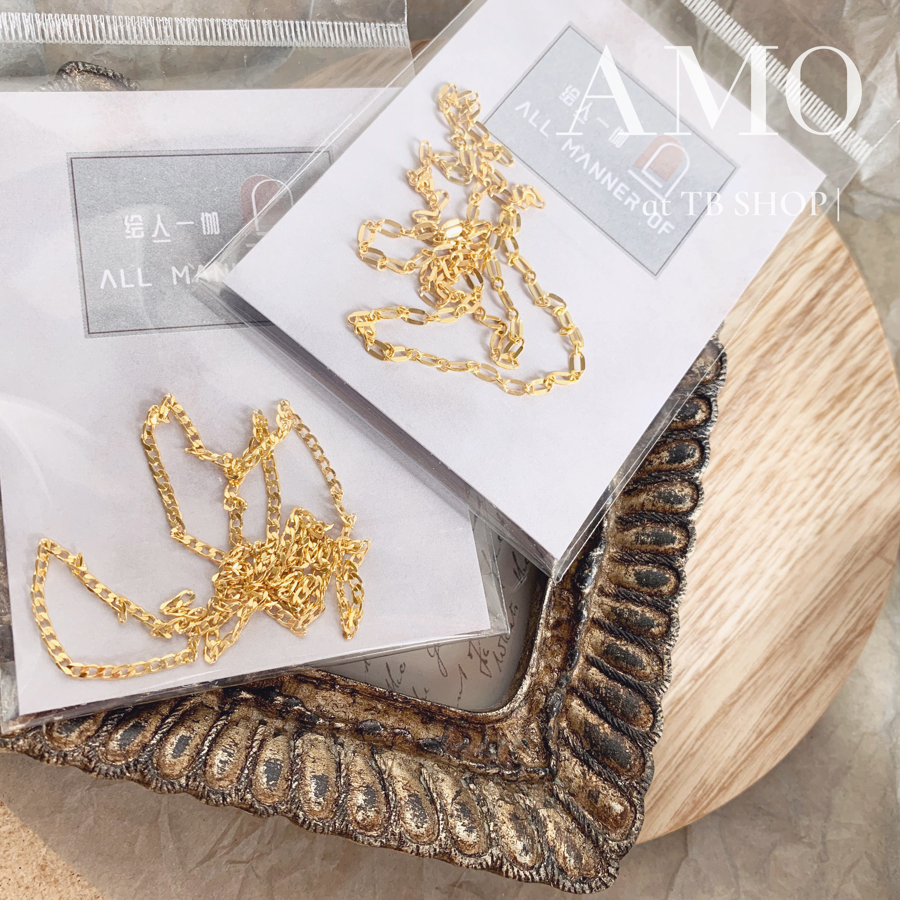 AMO Day Style Mechia Ornament Metal Chain Coarse Gold Color