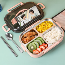Stainless steel lunch box office workers mens super large capacity insulated lunch box Primary School students four-point lunch box with soup bowl
