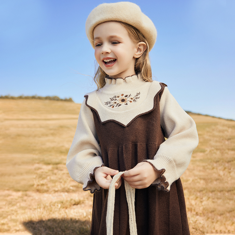 Girl's dress 2023 new autumn winter clothing plus suede children female baby princess dresses winter children dress sweaters dress-Taobao