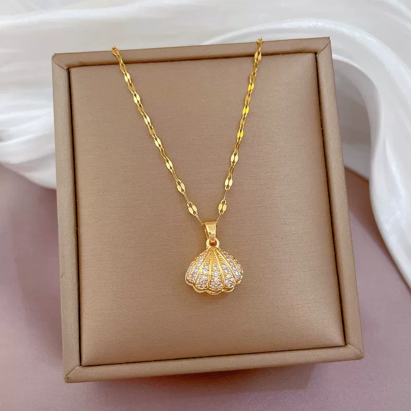[Однослойная область] Распродажа аутлет Shell Pearl Necklace Outlets Женские украшения | Металлические детали конструкции