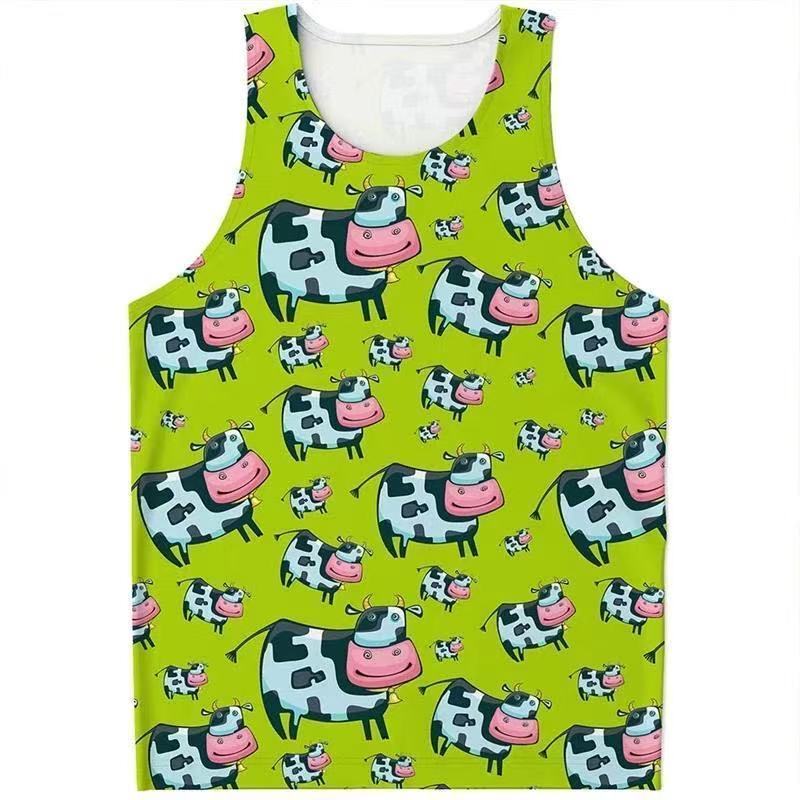 Summer Fun Cartoon Printed Cow Pattern Children's and Teenagers' Casual Fashion Cute Sleeveless Vest for Men and Women Summer Fun Cartoon Printed Cow Pattern Children's and Teenagers' Casual Fashion Cute Sleeveless Vest for Men and Women