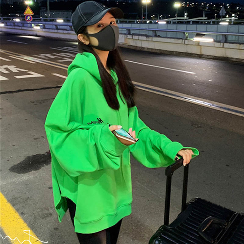 Mofano fashion brand loose thin hooded medium-long sweater women's 2021 spring and autumn new Korean version of long-sleeved jacket