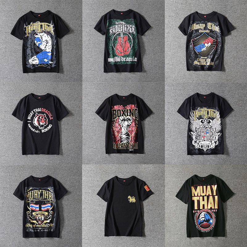 DRACULA boxing costume women's sanda training suit men's Muay Thai t-shirt MMA children's free fighting suit short sleeves