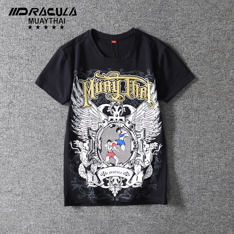 DRAACULA Boxing Loose suits MMA Free to hit Gou Te-punched T-shirt male and female cotton Fitness Sports short sleeves