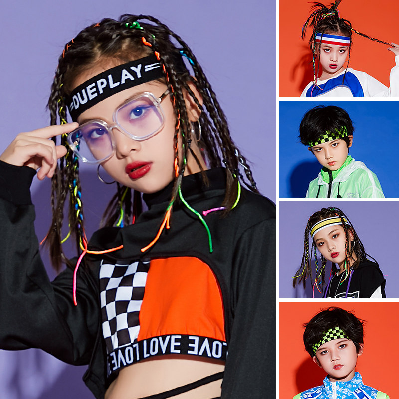 Children's hairbands boys and girls hip-hop accessories trend ins Europe and the United States hip-hop headbands girls jazz dance headbands net red