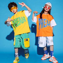 Childrens Street Dance Boy Hip Hop Boy Summer Summer Summer Kids T-shirts Girls Handsome Leisure Short Sleeves