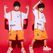 Childrens Street Dance Fashion Summer Boy Hip Hop Trend Kids Short Sleeve Loose Handle Jazz Dance Short