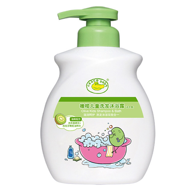 Crocodile baby olive children's shower gel shampoo two-in-one newborn baby gentle and tear-free 13612 ປີອາຍຸ