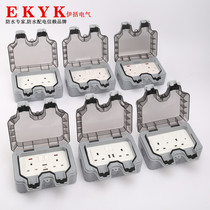 IP66 two-open British standard A indicator light outdoor waterproof socket box outdoor British standard rain-proof and dust-proof outlet