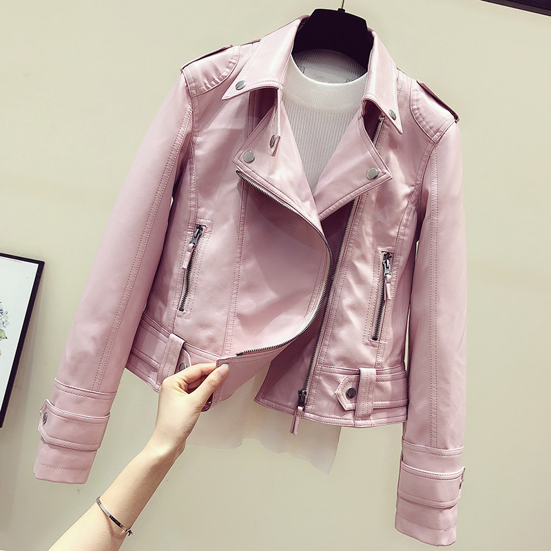 South Korea small leather jacket women's coat short 2021 Spring and Autumn new women's locomotive clothing thin Puskin jacket