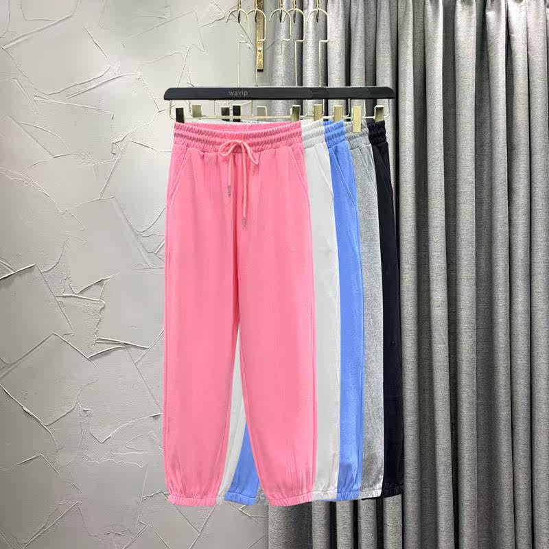 Korean candy thin casual beanks female loose spring and autumn new high waist slim and tight sports Harlen pants