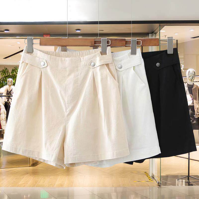 South Korea White Sports Shorts Women Loose Casual Gats Plus Size Tooling Tightness Waist Outwear Slim Summer New 
