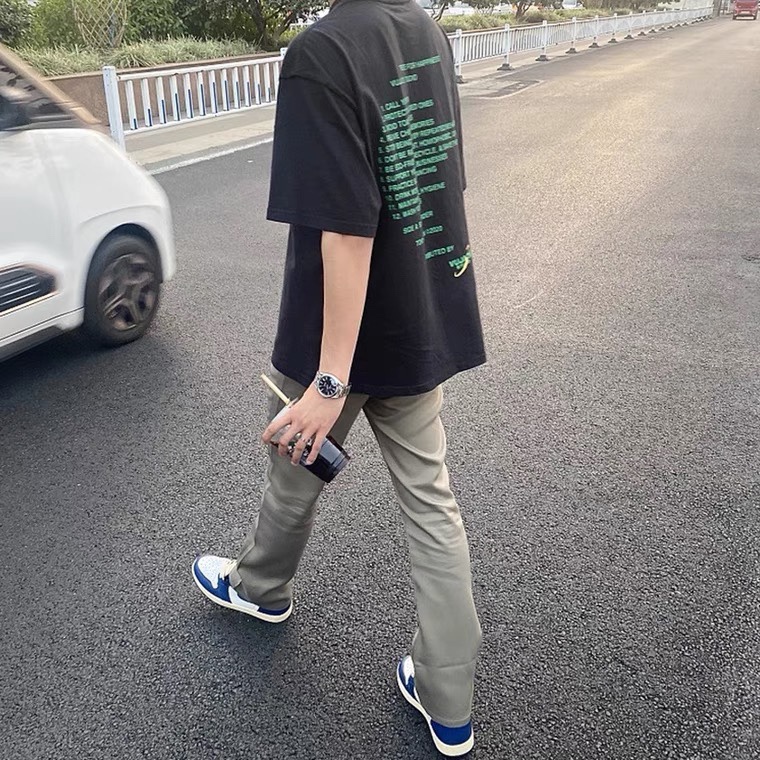 Zgw Independent Cleanfit Style Casual Pants Straight Slightly Flared Trousers Vibe Couple Pure Color Trousers Loose and Slim Zgw Independent Cleanfit Style Casual Pants Straight Slightly Flared Trousers Vibe Couple Pure Color Trousers Loose and Slim