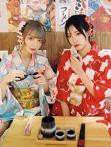 Bestie Clothing Online Red Homey Clothing and kimono Real Clothing Womens Movie Themed photography Japanese Cherry Blossom Kimono and Sisters Clothing