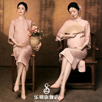 Movie House Pregnant Woman filming Costume Retro country Wind work Stroke Qipao Chinese Goody Pregnancy Mommy Art Photo Clothing
