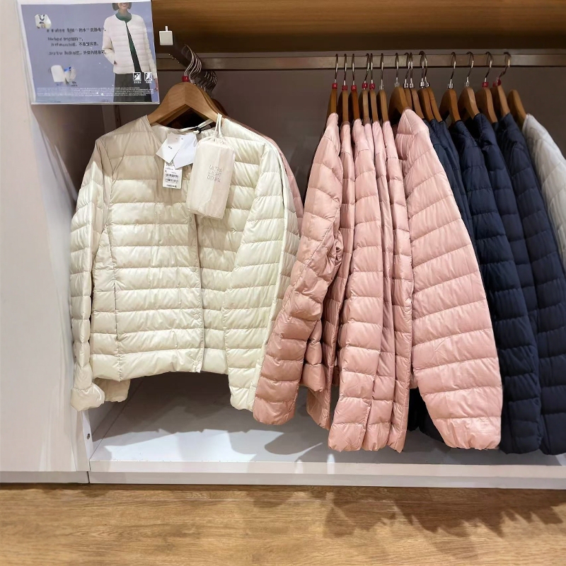Japanese Order Ul New Product High-End Lightweight Thin Round Neck V-Neck down Jacket for Women, Short Style Without Collar, Inner Layer Base Layer