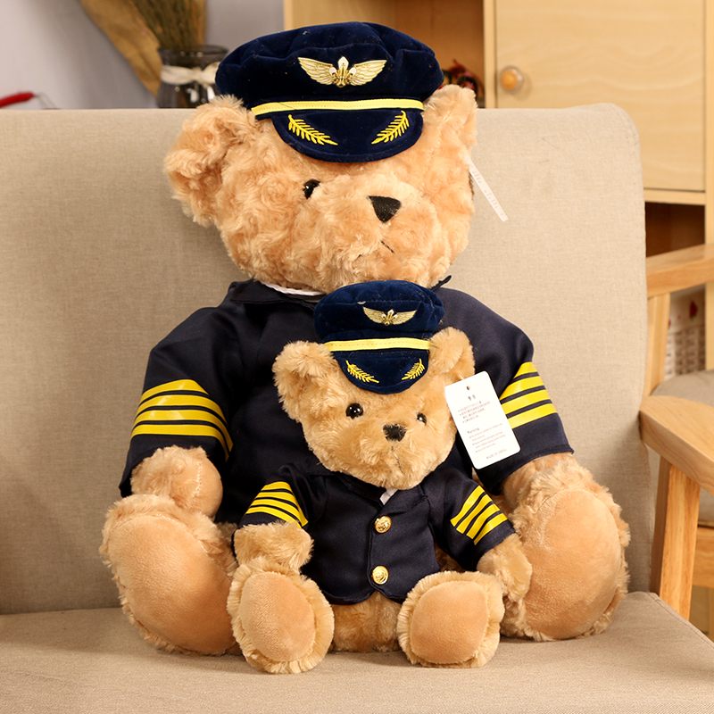 Captain Bear Dude Pilot Teddy Bear Toy Bear Police Air Miss Airline Gift