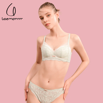 Lace underwear suit female feeling gathered large chest appearance small breathable summer thin anti-walking light French bra
