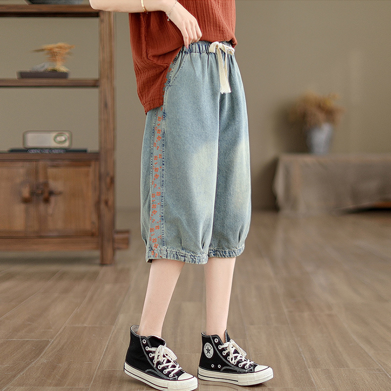 Women's Denim Harem Capri Shorts, Summer Thin Mid-Length Pants, 2026 New Style, Six-Point Denim Pants, Plus Size Pants