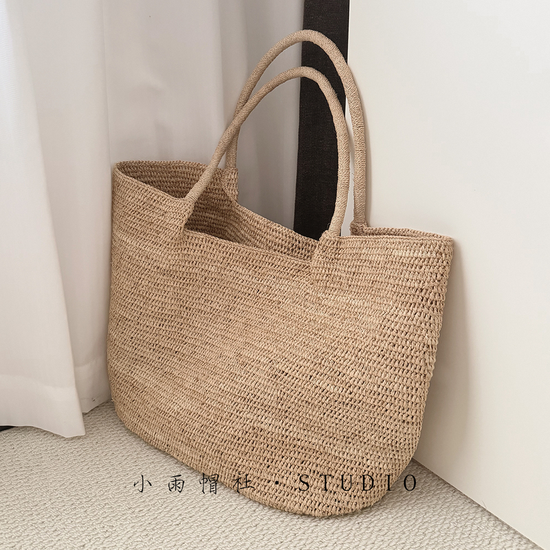 Rain Hat Society Raffia Women's Bag Large Capacity Tote Bag Handmade Woven Lazy Style High-End Commuting 2026 New Model
