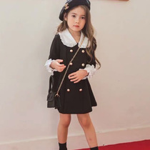 Spring and Autumn New Parent-child Mother-Daughter Dress Skirt Girls Super Western Style Double Breasted British Style Palace Dress Princess Dress
