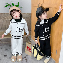 Korean version mother-daughter parent-child suit super foreign style single-breasted small fragrance sweater two-piece set spring and autumn new mother and daughter clothes