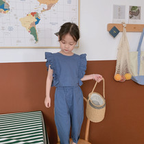 Summer new womens treasure cotton and linen flying-sleeve top plus nine-point pants two-piece Korean version of the girls new super-oxygen summer dress