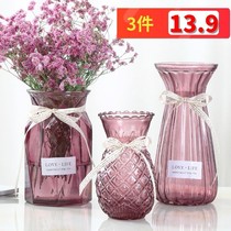 (3 pieces) European-style minimalist creative glass vase pendulum pieces living-room floral floral floral flower dry flower transparent flower