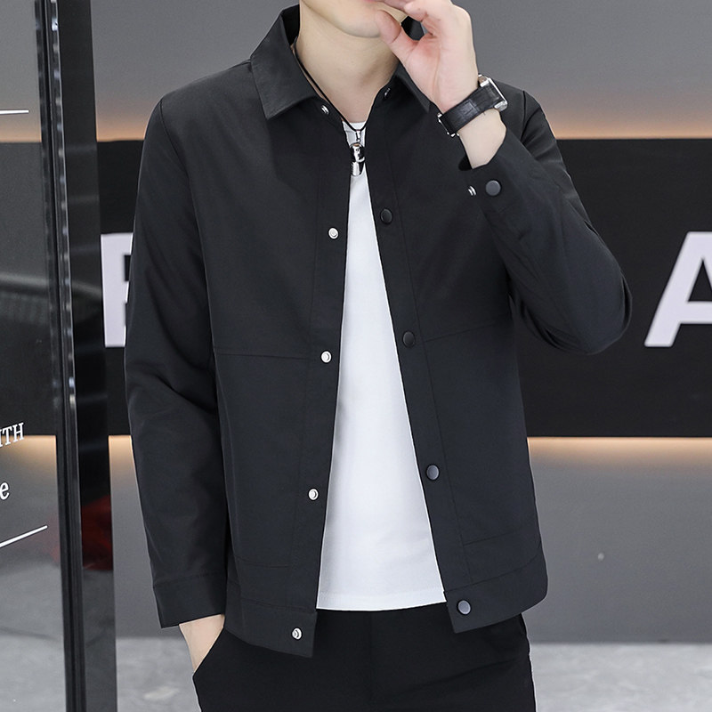 Woodpecker Brand's New Autumn Lapel Jacket, Simple and Versatile Shirt Collar Casual Thin Coat, Solid Color Men's Top, Trendy