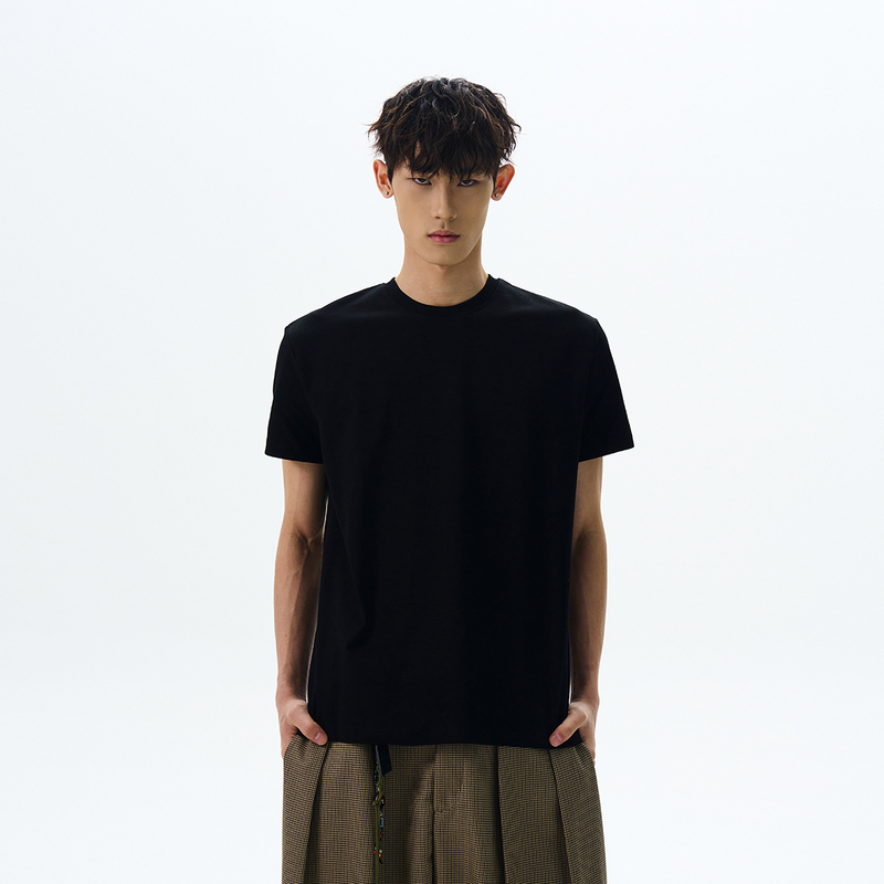 A Puee Cool Fabric Cleanfit Solid Color Short-Sleeve T-Shirt for Men and Women, Boxy Short Cut, Regular Shoulder Top for Summer