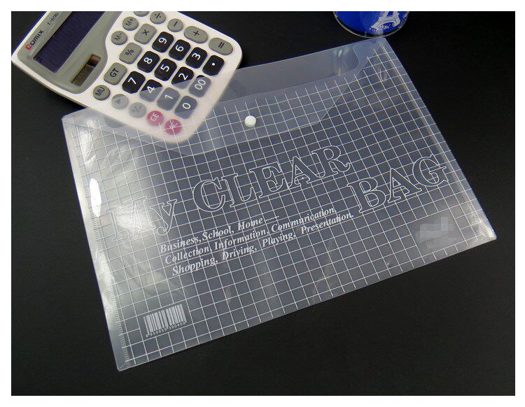 100 A4 button bag button bag transparent file bag test paper bag data file bag plastic