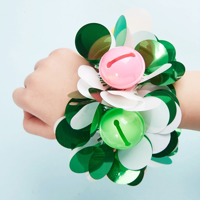 Jewelry Bell Bracelet Children's Day Girls Hand Wear Decoration Opening Dance Cheer Hand Draw Flower Children Perform Wrist Flower