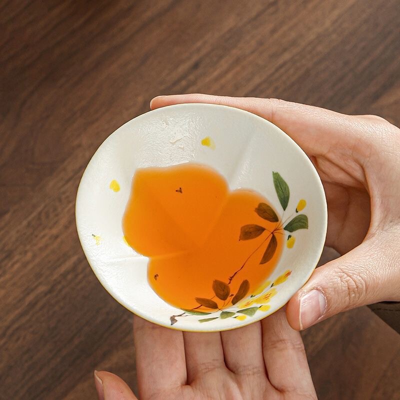 Hand-Painted Osmanthus Flower Fortune Cup for Women, High-Quality Ceramic Master Cup, Fresh and Elegant Ceramic Coffee Cup, High-End Tea Cup