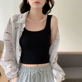 Хлопковая короткая майка топ, футболка без рукавов, квадратный вырез, большой размер, эффект подтяжки