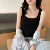 Хлопковая короткая майка топ, футболка без рукавов, квадратный вырез, большой размер, эффект подтяжки