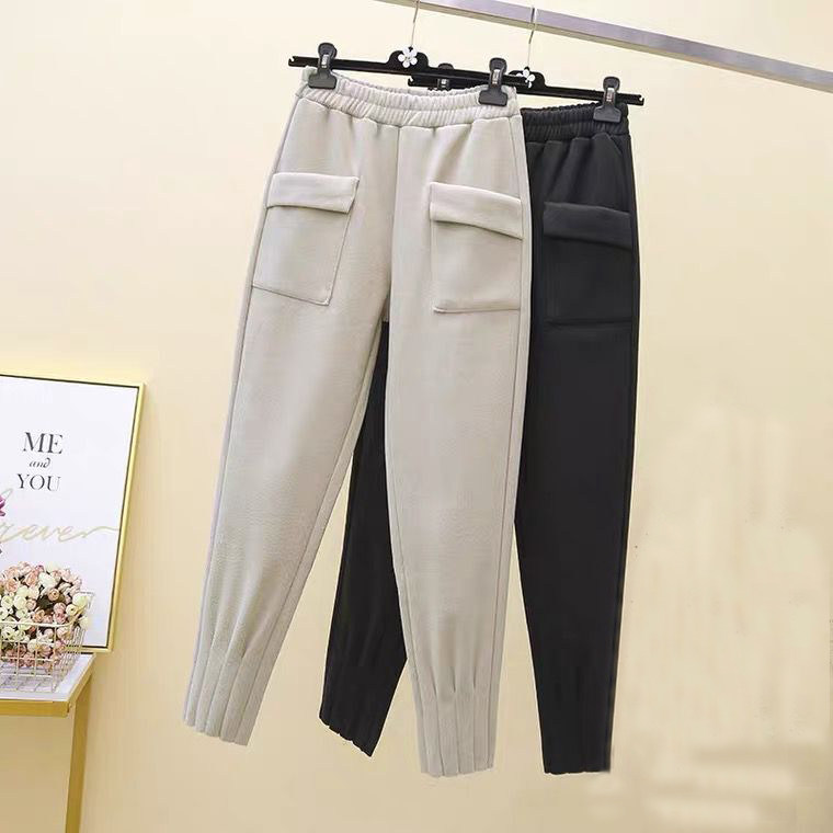 Martin boots pants women's woolen casual pants nine points autumn and winter high-waisted thin robe pants cigarette pipe pants leggings harem pants women