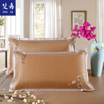  Summer ice silk pillowcase Double-sided mat pillowcase Summer cool Rattan pillowcase plus pillow leather pillowcase pair