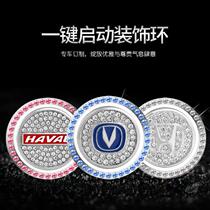 Car push-to-head retrofit button Decorative Sticker Ignition Switch Protection Cover Interior Supplies Retrofit