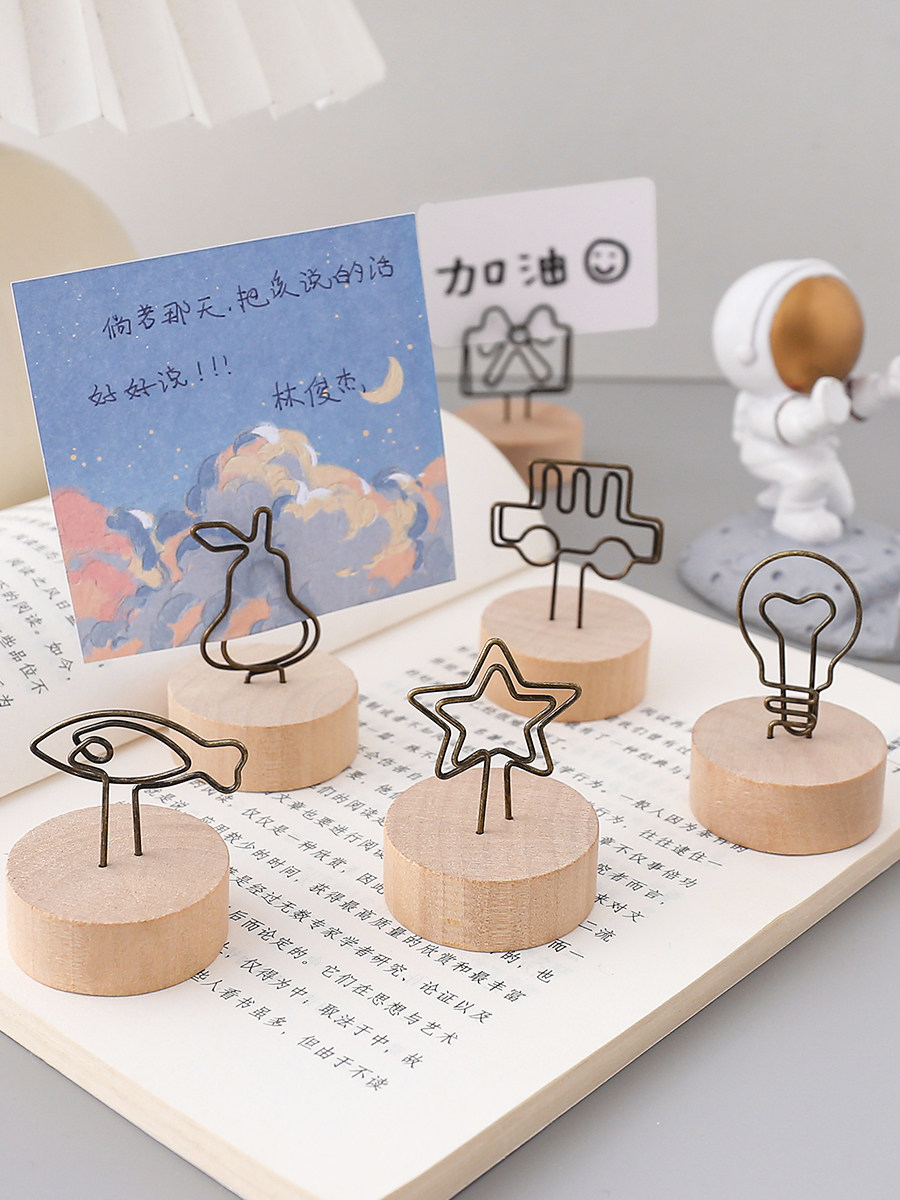 Creative wooden retro message clip note clip simple cute photo clip desktop vertical small clip decorative ornament