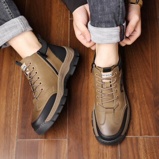 2025冬季新款户外抗寒登山鞋男厚底真皮羊毛男士东北大棉雪地靴子