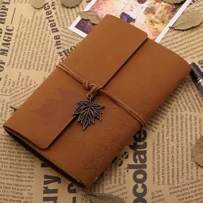 European diary retro Creative cowhide book Personality Maple Leaf travel notebook stationery small loose-leaf notepad
