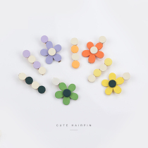  Korean Hyuna style net red hairpin cute candy color wooden hairpin flower edge clip female girl bangs clip headdress