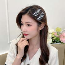 Knitted bird grid clip headdress hairclip broken hair bangs edge clip temperament girl Net red side Korean hairpin